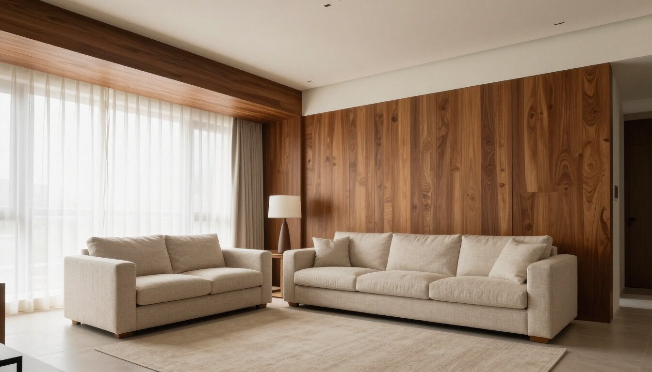 Warm modern living room interior by Midnex Spaces